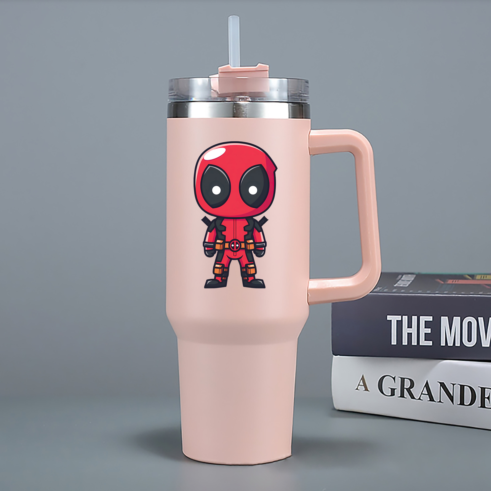 （画像用） Deadpool デッドプール 1200mL車用タンブラー - クリスタルステッカー（プラスチックストロー付き）